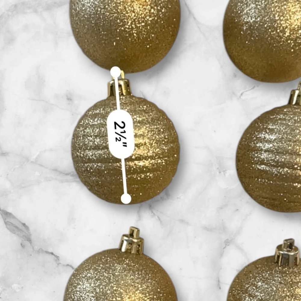 Gold Glitter coated glass Holiday Christmas Ornaments 2 x 2.5 inch - Picture 4 of 6